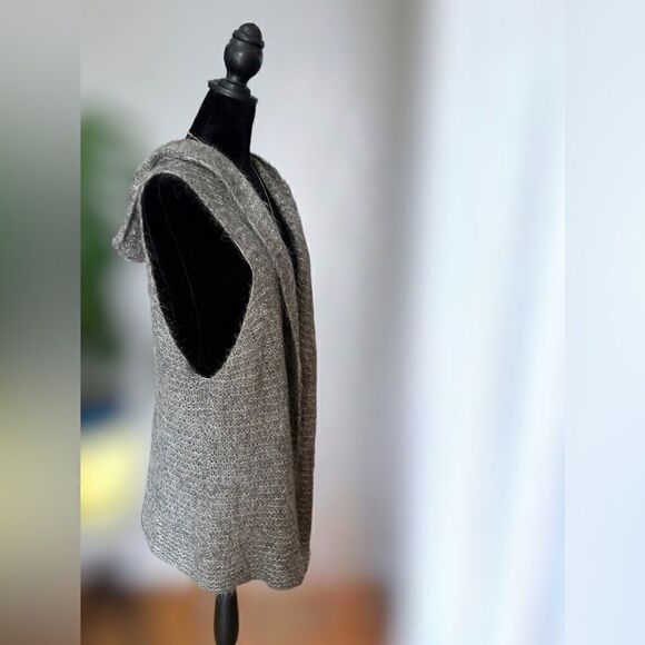 Eileen Fisher Suri alpaca silk mesh hooded Vest Cardigan Duster Size L - Picture 13 of 15